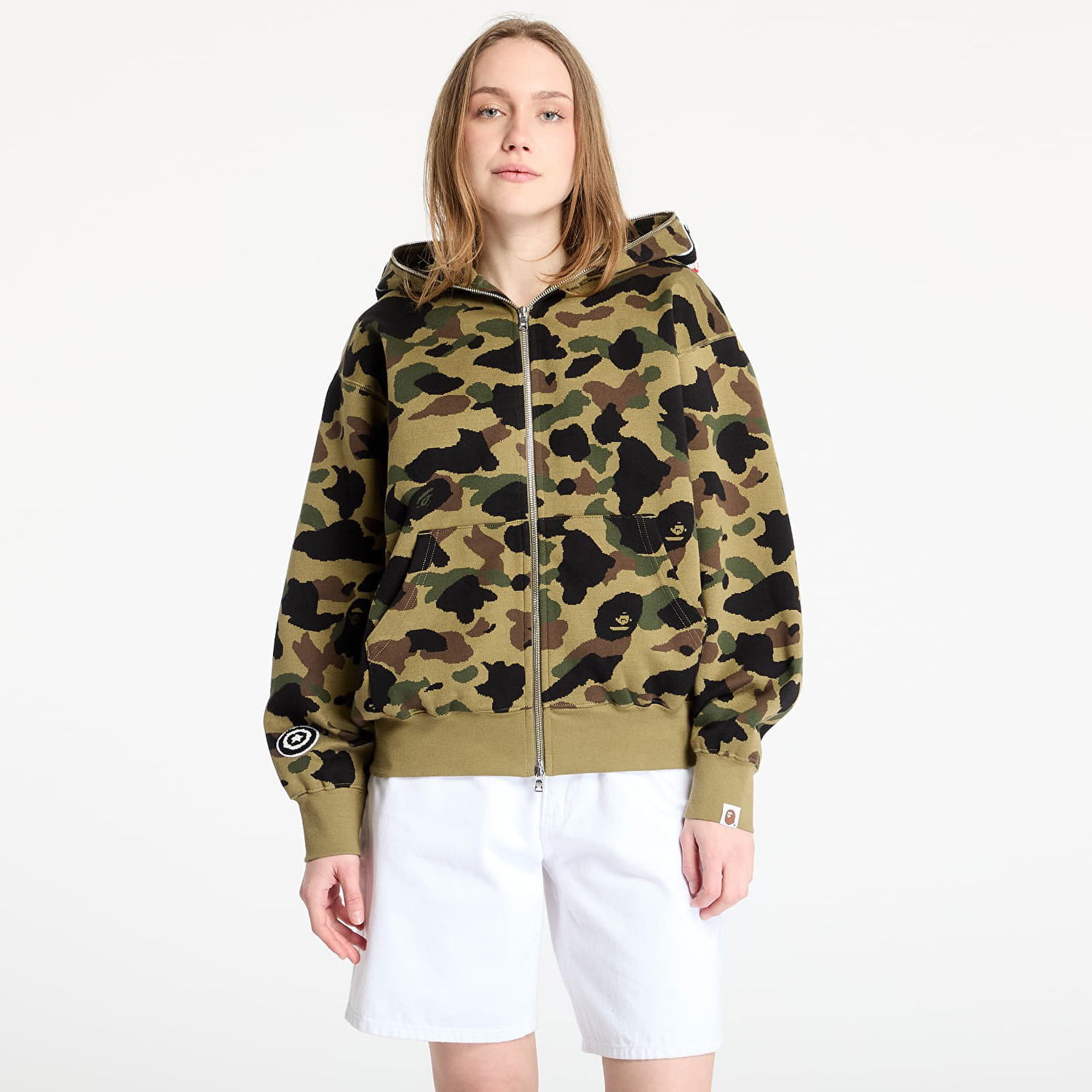 Mikina BAPE A BATHING APE 1st Camo Jacquard Shark Relaxed Fit Full Zip Hoodie Zelené | 001ZPL301304MGRN, 0