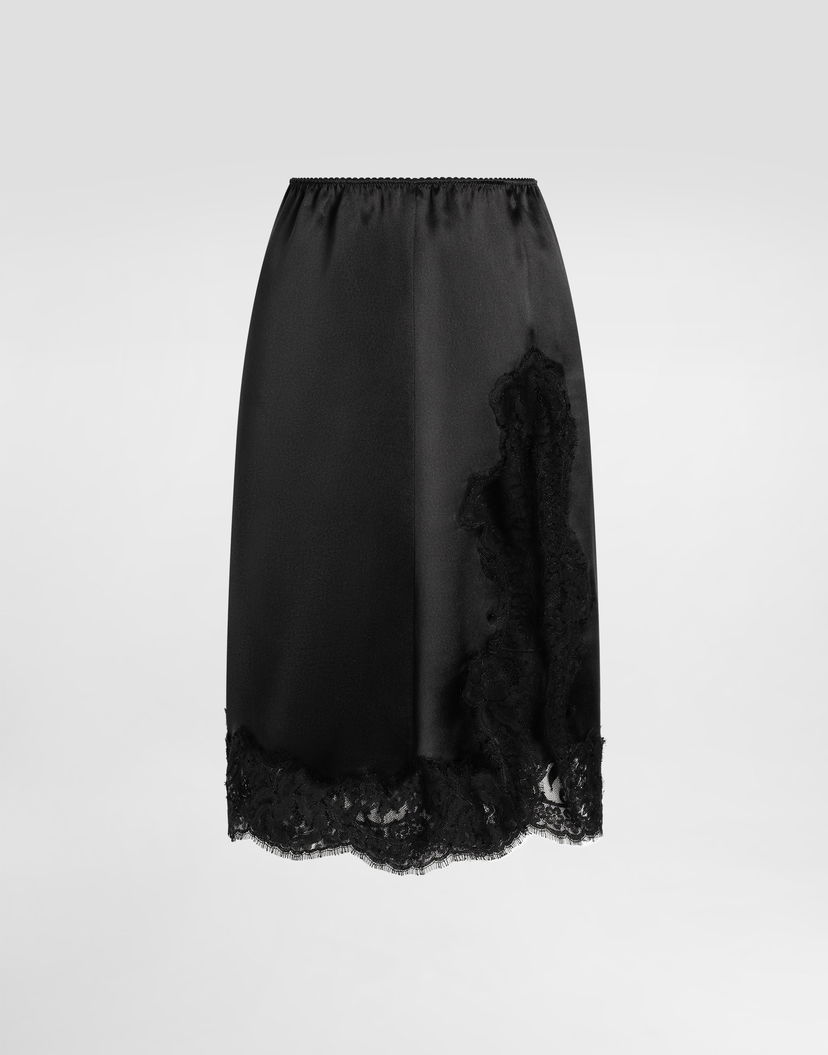 Sukňa Dolce & Gabbana Dolce & Gabbana Satin Midi Skirt with Lace Čierna | F4DASTFU1NUN0000