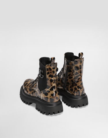 Doplnky Dolce & Gabbana Dolce & Gabbana Printed Shiny Calfskin Ankle Boots Hnedá | D11360AM568HA93M, 2