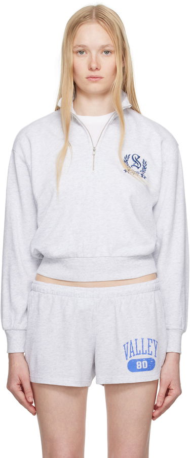 Sveter SKIMS SKIMS Lightweight Fleece Shrunken Quarter Zip Sweatshirt Šedá | PL-PLO-8155W, 0