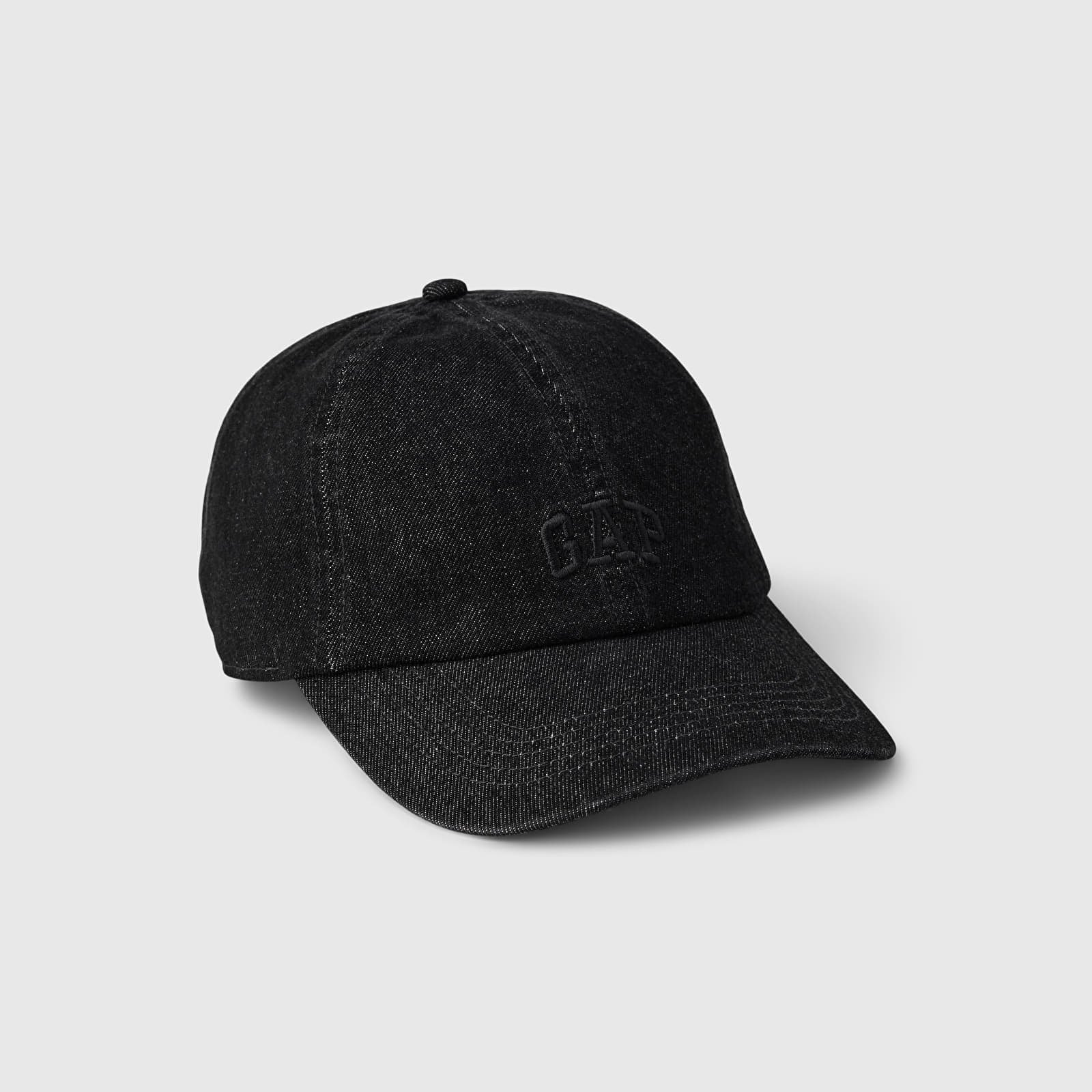 Cap Logo Baseball Hat Black Denim Destroy