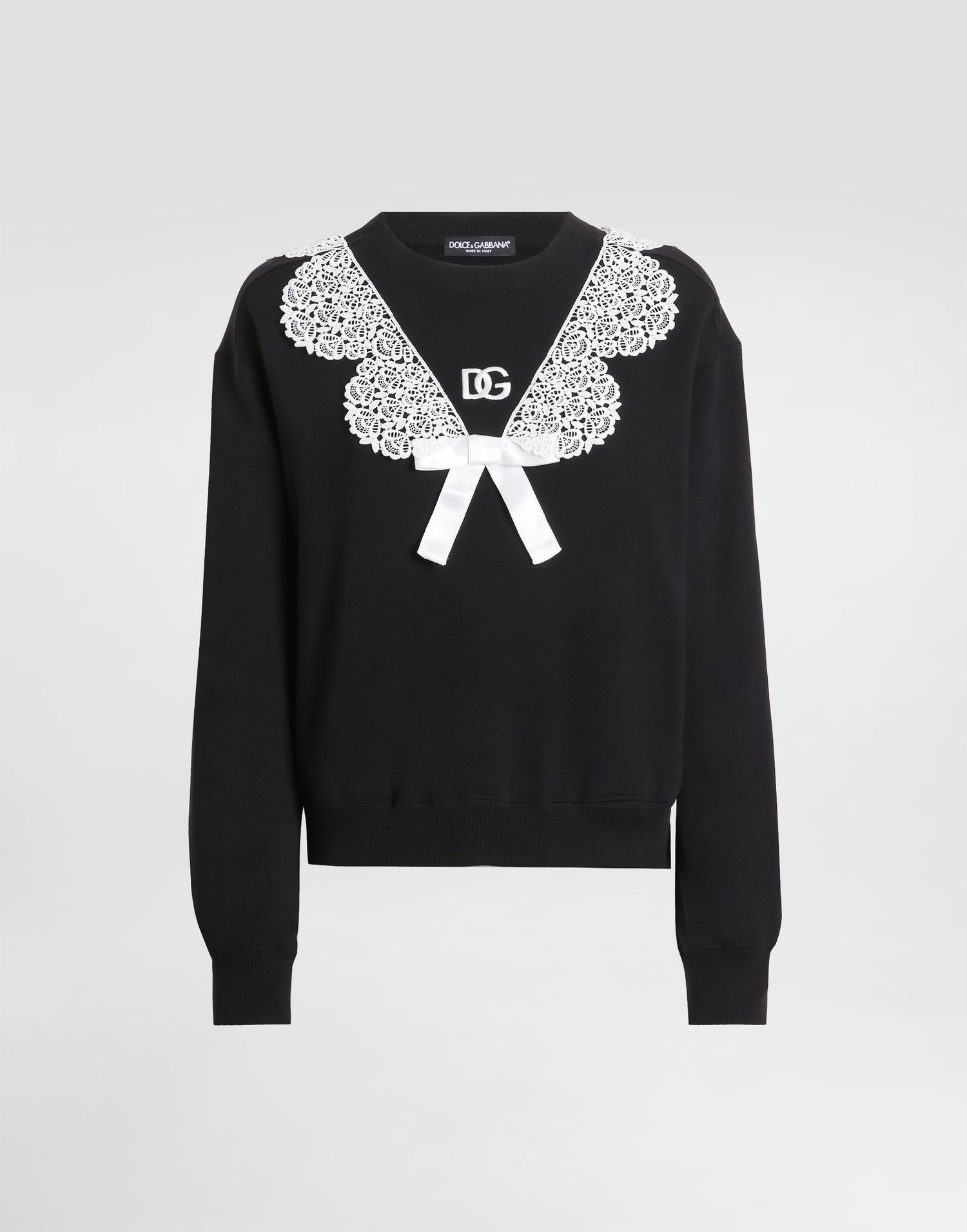 Mikina Dolce & Gabbana Sweatshirt With Macramé And Bow Čierna | F9S43ZGDC6EN0000, 0