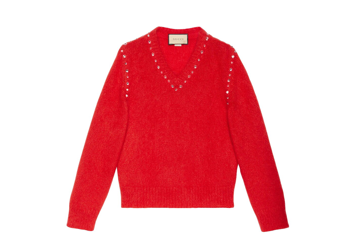 Sveter Gucci Mohair With Studs Crewneck Červená | 721152 XKCQM 6429, 0