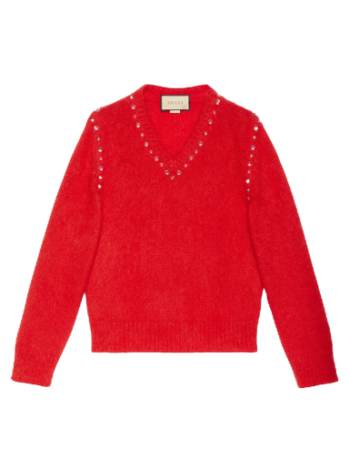 Sveter Gucci Mohair With Studs Crewneck Červená | 721152 XKCQM 6429