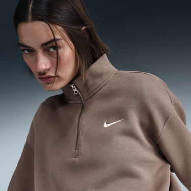 Mikina Nike Sportswear Phoenix Fleece Quarter-Zip Sweatshirt Hnedá | HJ0931-233, 4