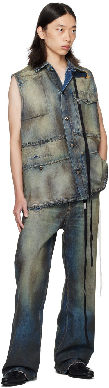 Džínsy Ann Demeulemeester Ann Demeulemeester Dirtied Bootcut Jeans Modrá | B0013616-FA671-053, 3