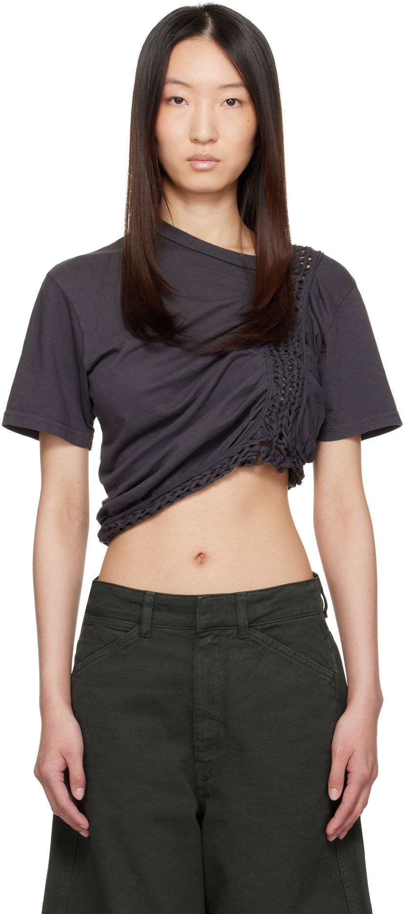 Crop Top Collina Strada Collina Strada Clover Cropped T-Shirt Šedá | XX3042