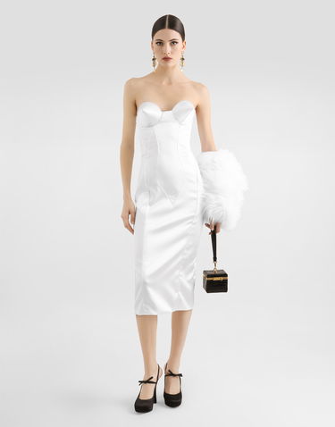 Šaty Dolce & Gabbana Dolce & Gabbana Strapless Satin Corset Dress Biela | F6TSETFURADW0800, 1