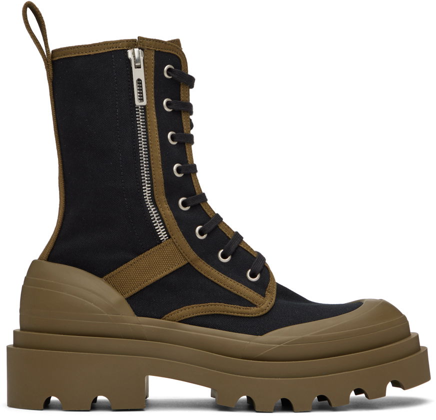 Calf-High Boots "Black Khaki"