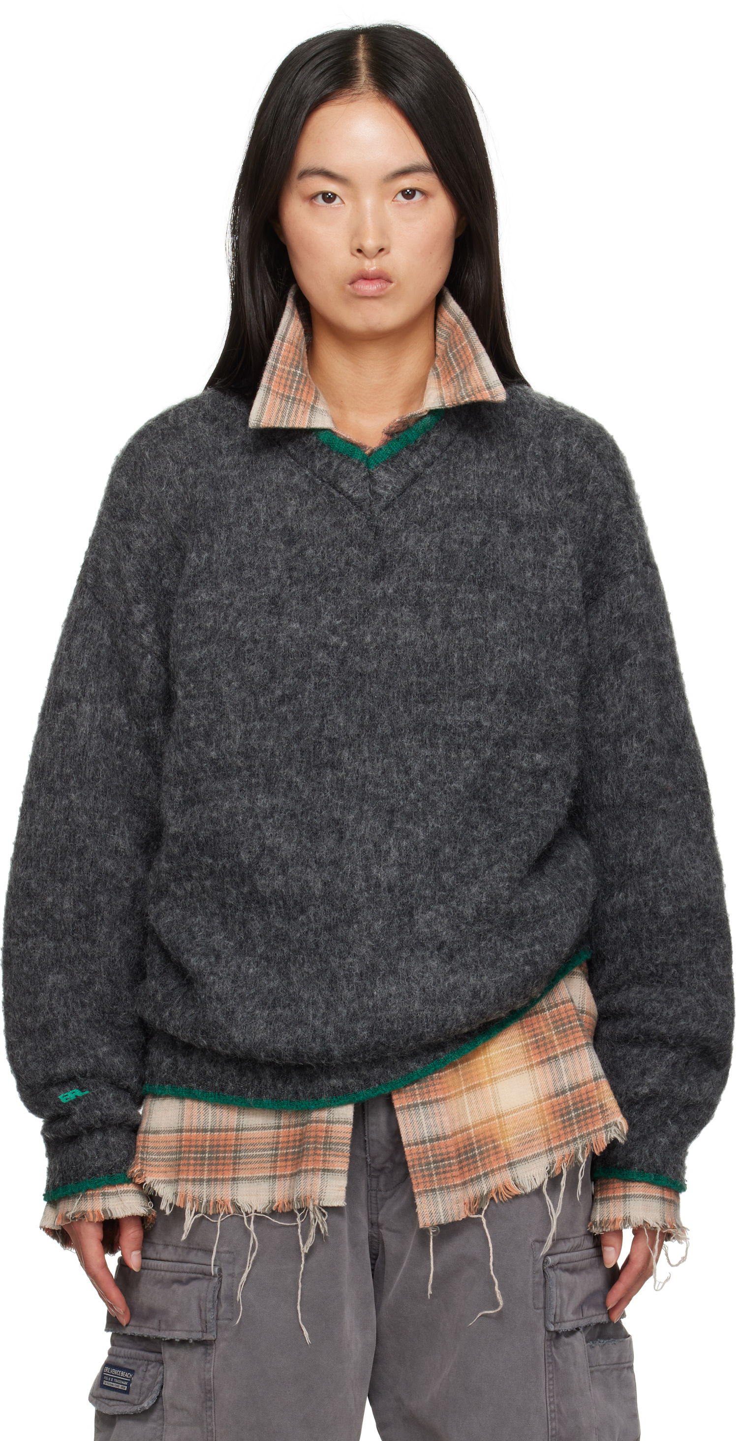 Sveter ERL Overwashed Pilling Sweater Šedá | ERL09N005, 0