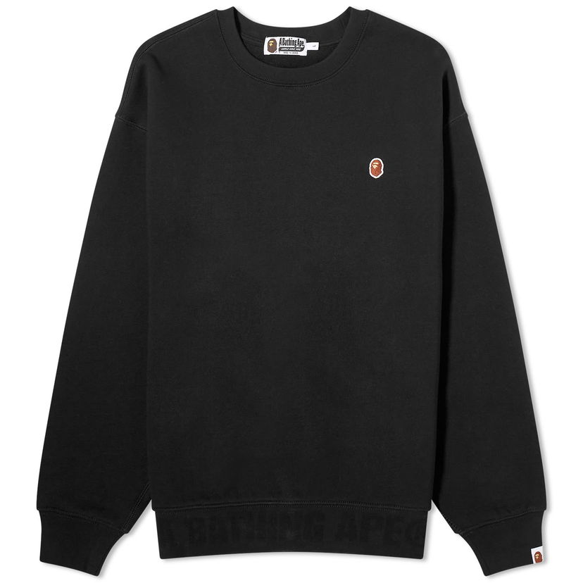 Mikina BAPE A Bathing Ape Ape Head One Point Crewneck Black Čierna | 001SWJ801056I-BLK