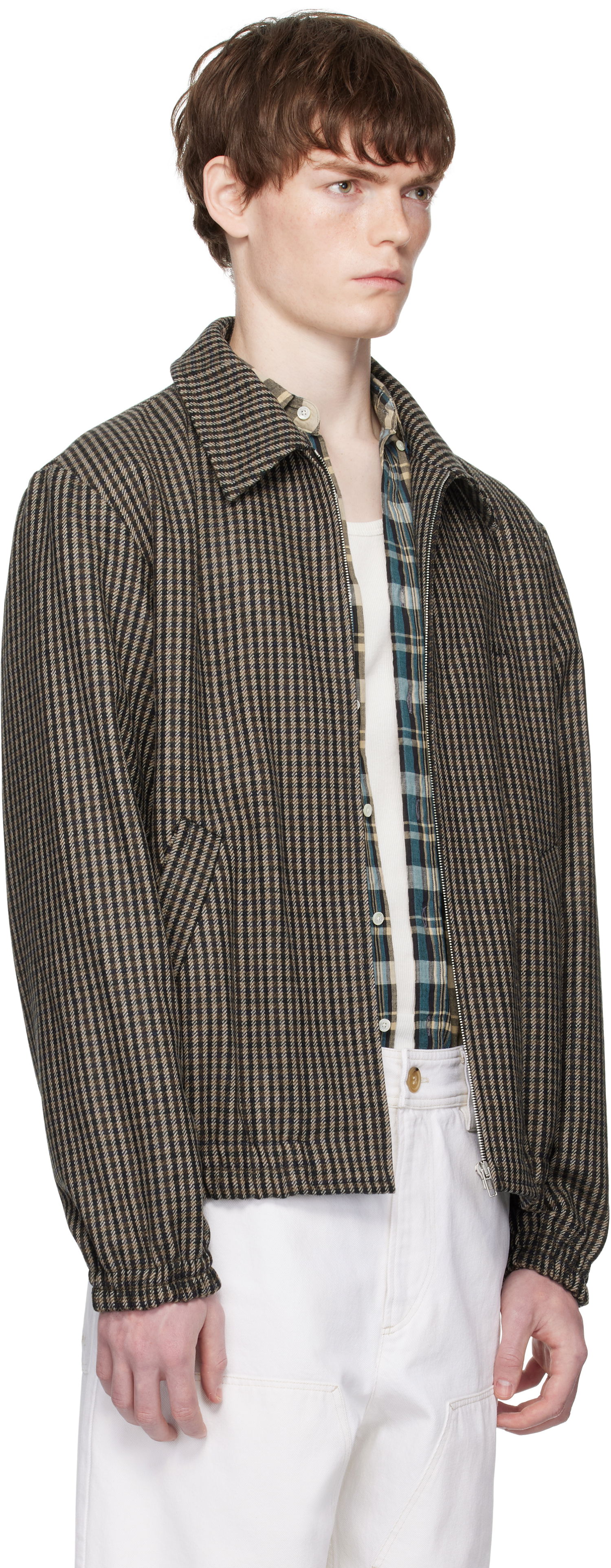 Bunda A.P.C. A.P.C. Gilbert Houndstooth Zip Jacket Hnedá | WOASP-M32018, 1