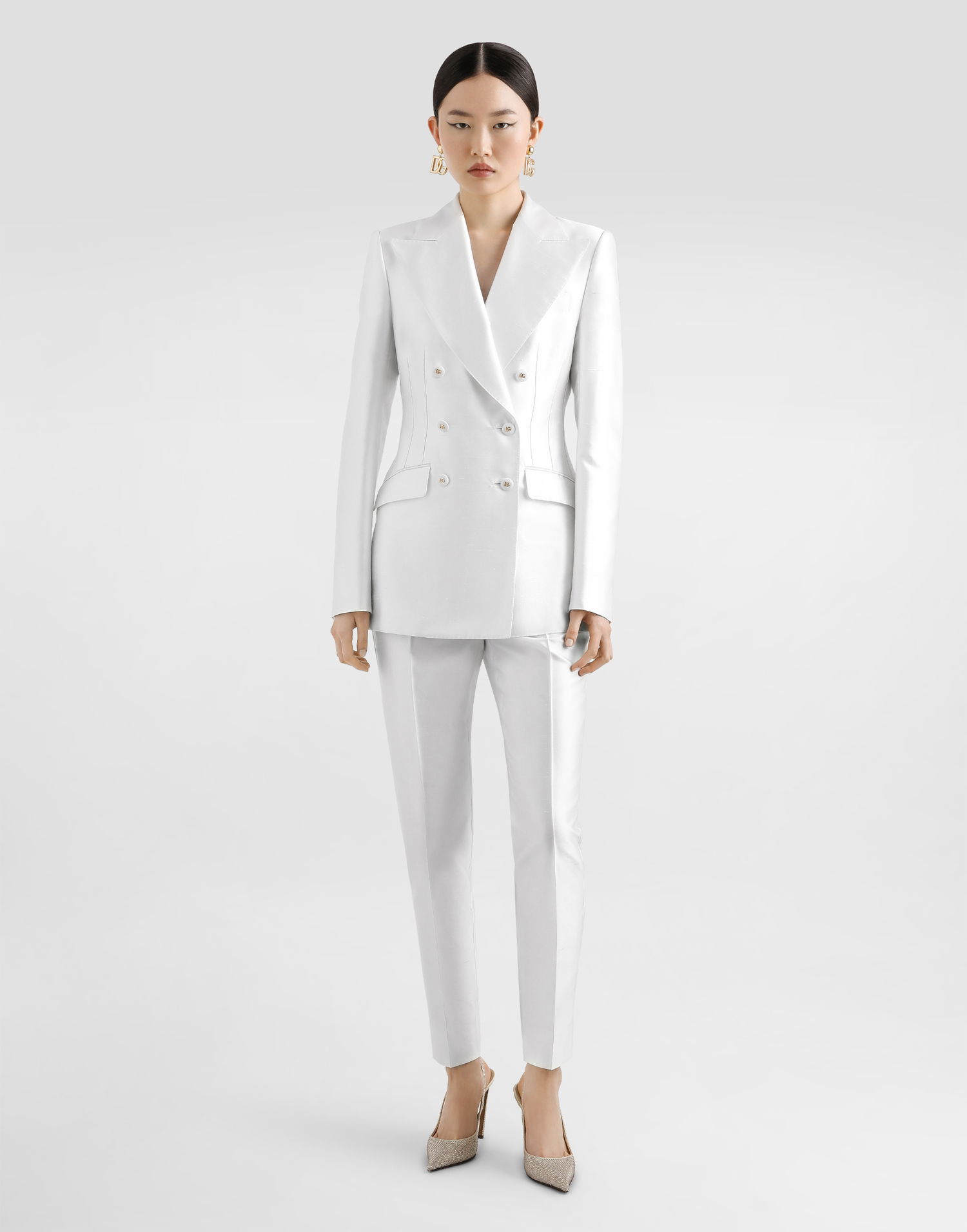 Bunda Dolce & Gabbana Dolce & Gabbana Women's Double-breasted Silk Blazer Biela | F29QFTFU108W0001, 1