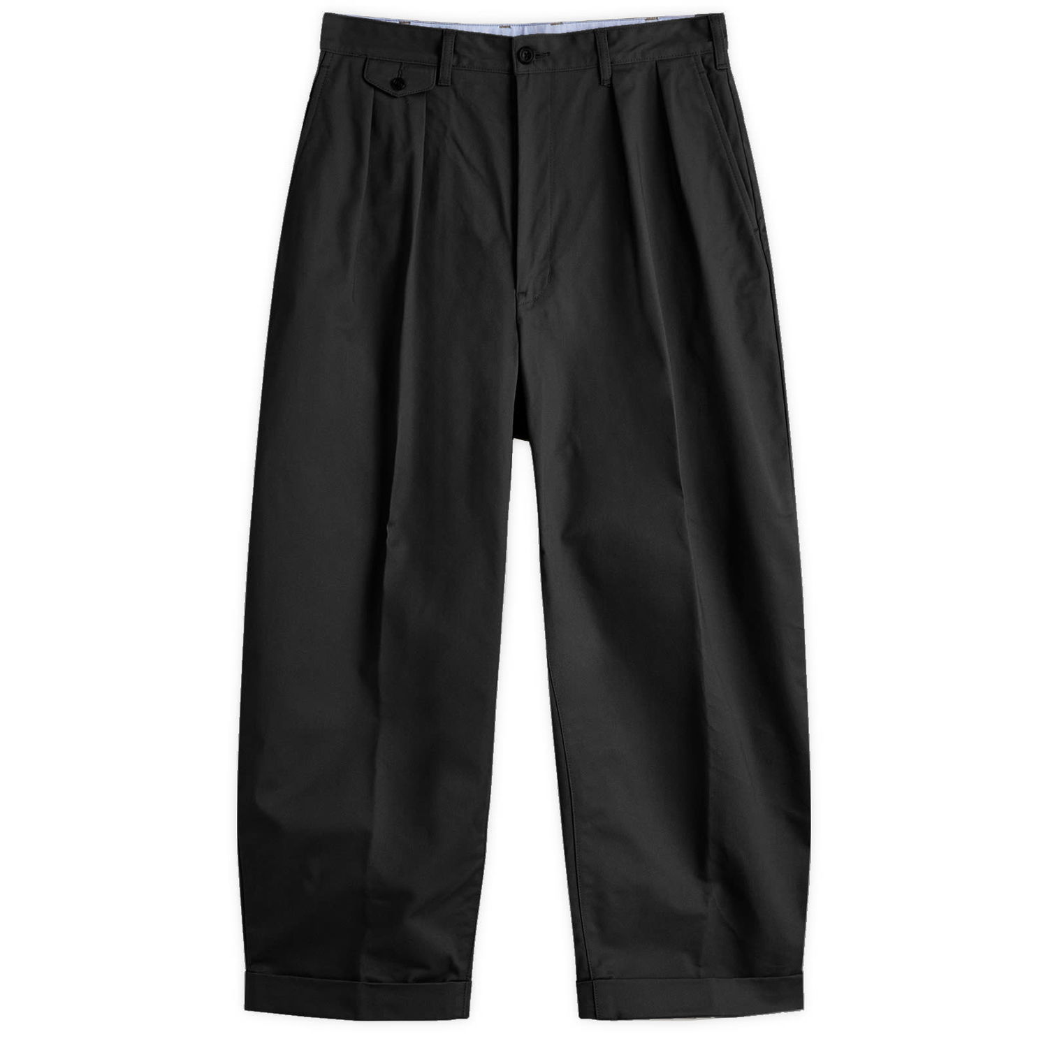 Nohavice BEAMS Beams Plus 2 Pleat Chino Trousers, Size Large Čierna | 3823-0097-874-19, 0