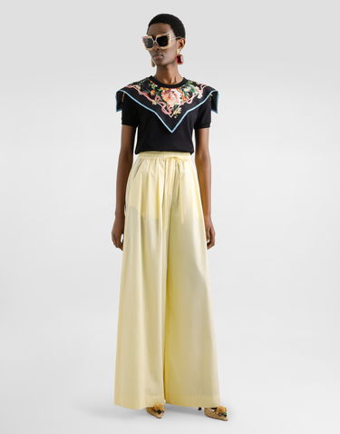 Tričko Dolce & Gabbana Dolce & Gabbana Short-Sleeved T-Shirt with Floral Foulard Čierna | F8V73TGDDCFN0000, 1
