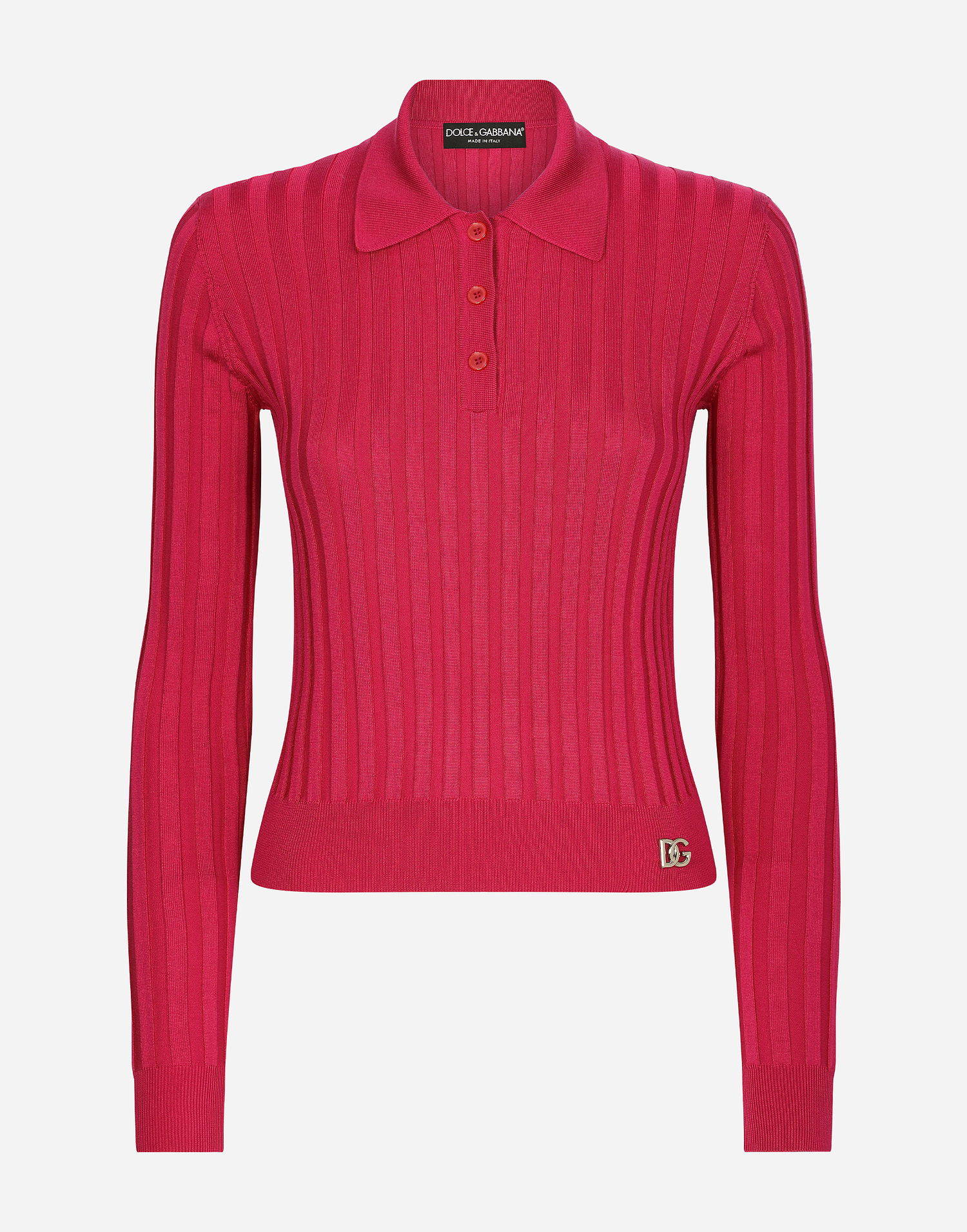 Polo tričko Dolce & Gabbana Cropped Polo Shirt In Ribbed Silk Ružová | FXL40TJBSE9F4079, 0