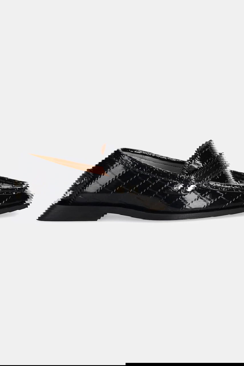 Tenisky a topánky GANNI GANNI Studs Square Toe Shiny Croco Loafers Čierna | S3014, 1