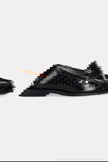 Tenisky a topánky GANNI GANNI Studs Square Toe Shiny Croco Loafers Čierna | S3014, 1