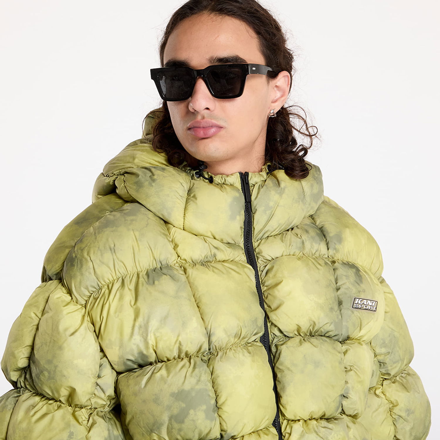 Prešívaná bunda Karl Kani Jacket Sport Patch Square Quilted Puffer Jacket Lime Green L Žltá | 60760018, 1