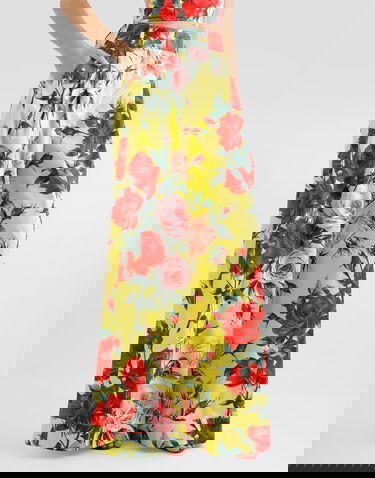 Nohavice Dolce & Gabbana Dolce & Gabbana Bouquet Print Cotton Palazzo Pants Žltá | FTC9ZTHS5TFHG5JD, 3