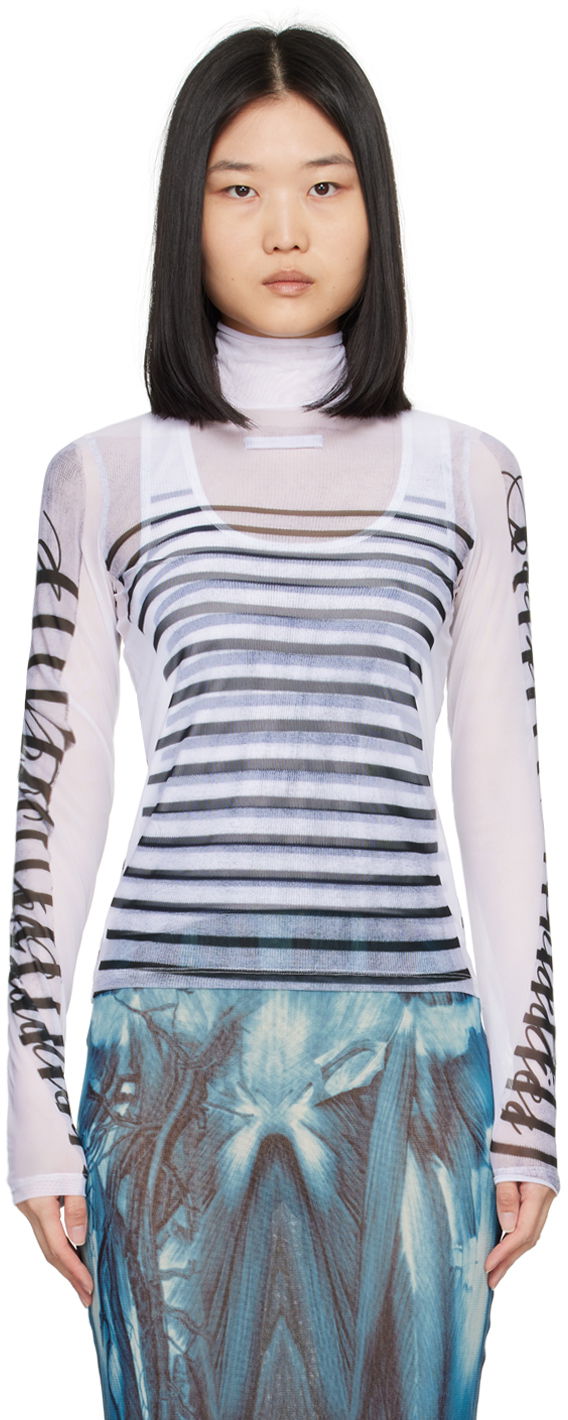 Tričko Jean Paul Gaultier Jean Paul Gaultier Striped Turtleneck Top Biela | 24/30-F-TO198-J559-015900, 0