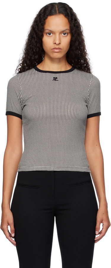 Tričko Courrèges Contrast Houndstooth Slim T-Shirt Čierna | 324JTS017JS0167, 0