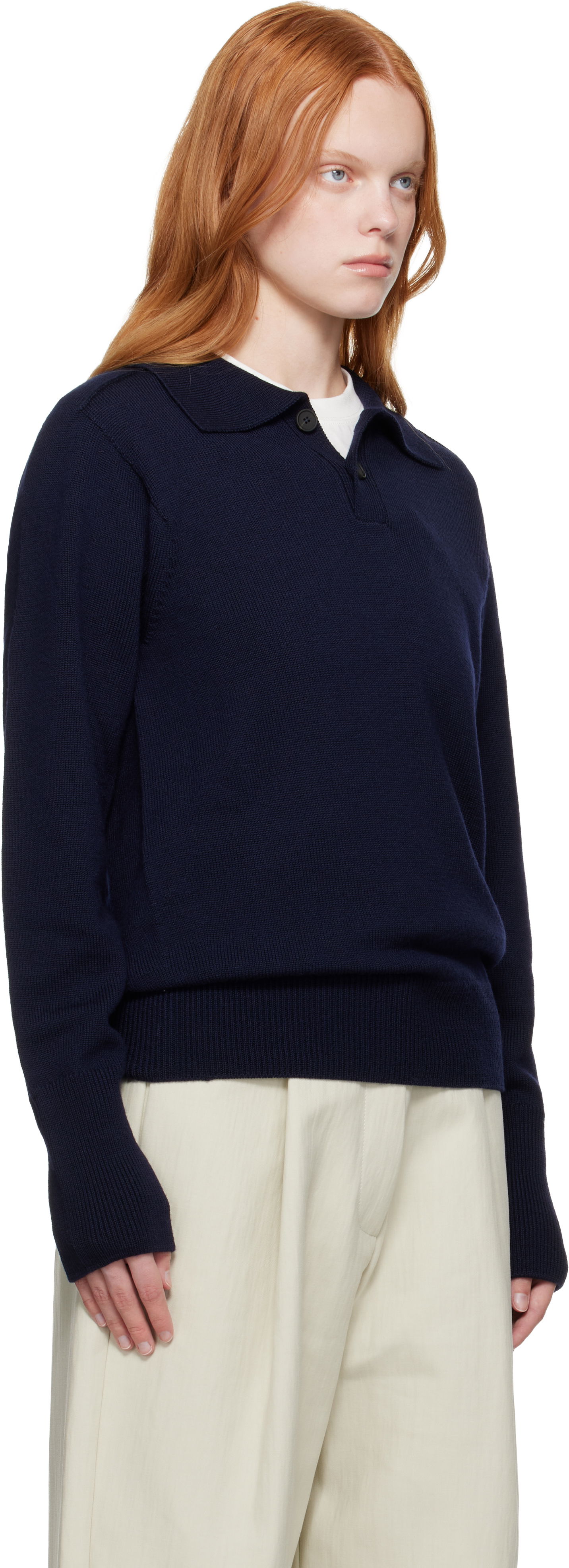 Sveter Studio Nicholson Studio Nicholson Sark Polo Sweater Navy | SARK SN - 1503, 1