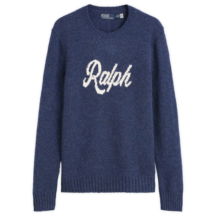 Sveter Polo by Ralph Lauren Authentic Cursive Ralph Logo Knit Jumper Modrá | 710979098001-BLU