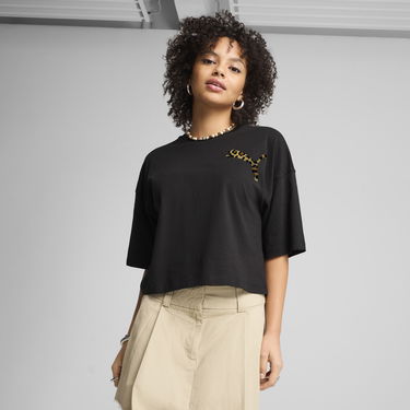 Crop Top Puma Leo Luxe Oversized Cropped T-Shirt Čierna | 632337_01, 0