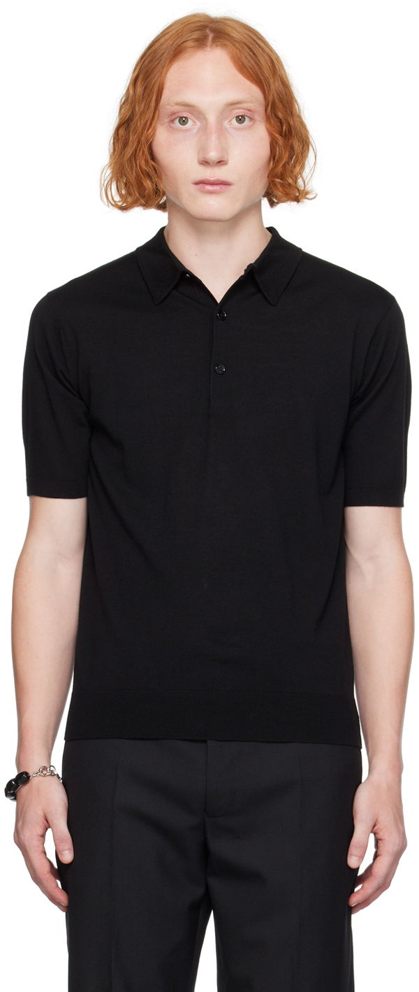 Polo tričko Dries Van Noten Black Three-Button Polo Čierna | 242-021202-9700, 0