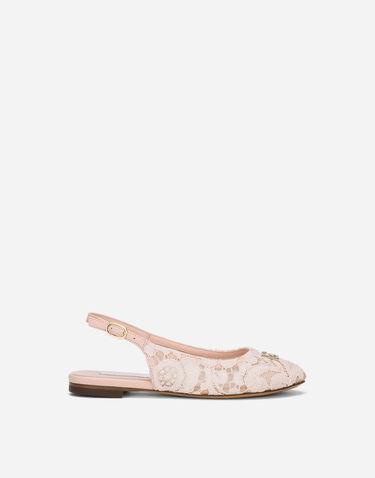 Tenisky a topánky Dolce & Gabbana Lace Slingback Flats Béžová | D11145AJ65280403, 0