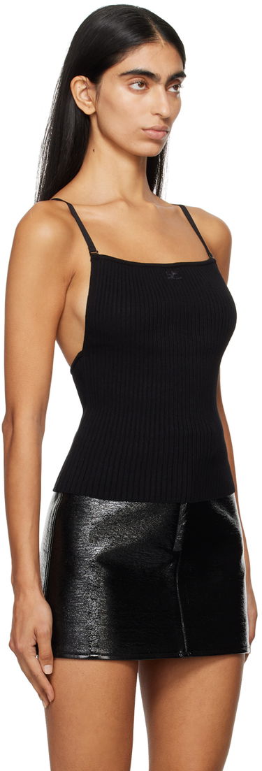 Tielko Courrèges Courrèges Ribbed Knit Tank Top Čierna | 324MTO340FI0001, 1