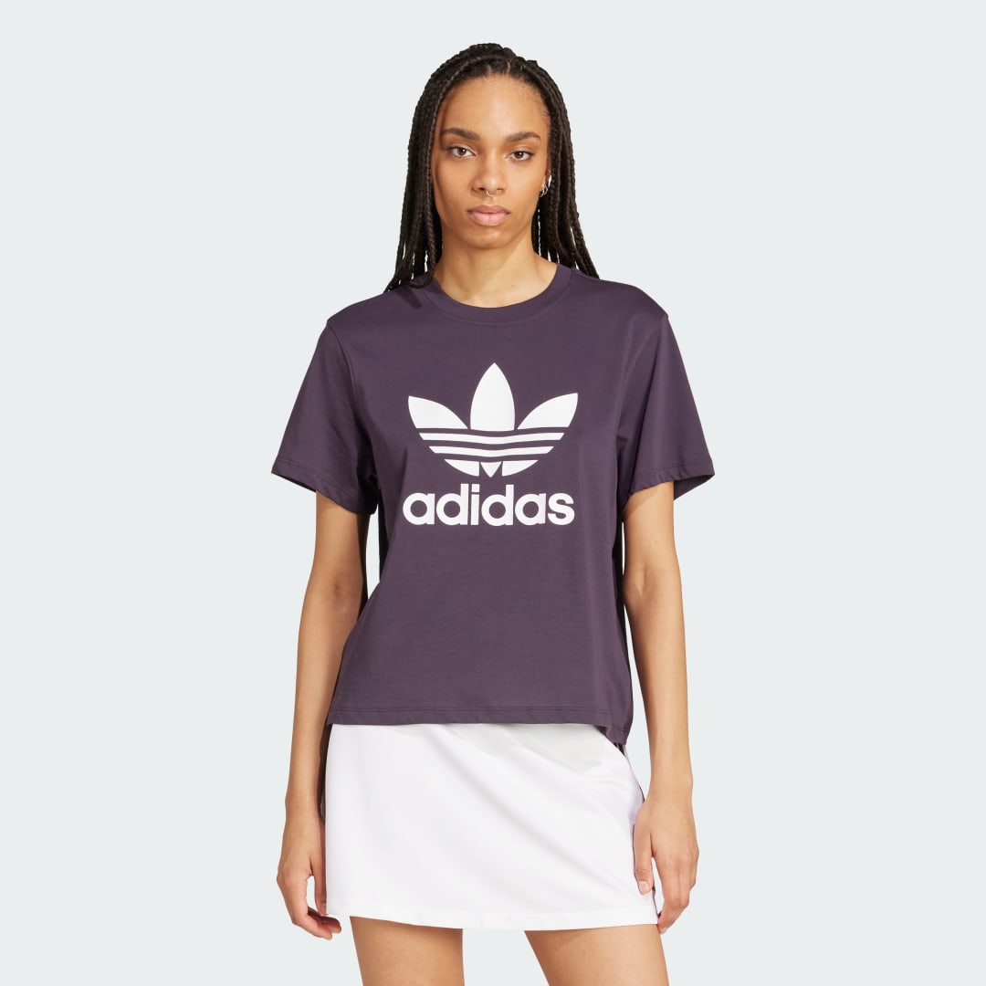 Tričko adidas Performance Adicolor Trefoil Boxy T-Shirt Fialová | IY4688, 0