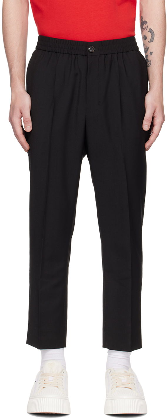 Nohavice AMI Elasticated Waist Trousers Čierna | HTR206.279, 0