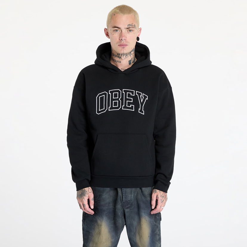 Mikina OBEY Collegiate Extra Heavy Hoodie II Black Čierna | 112470227-BLK