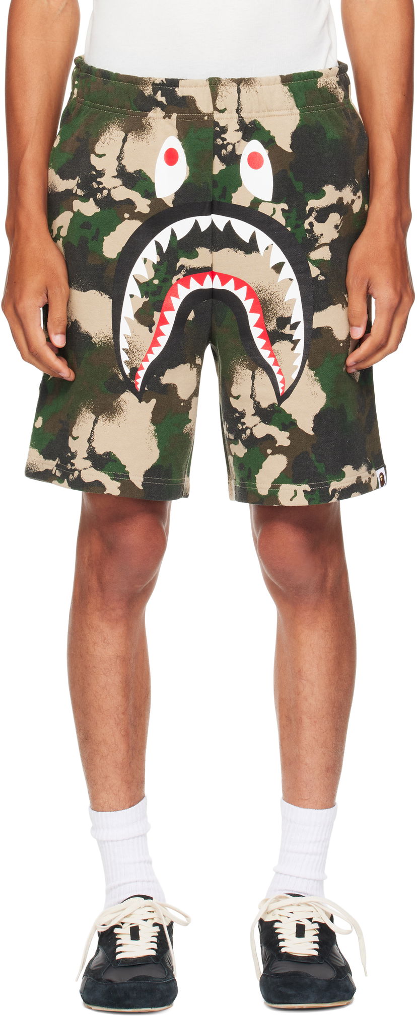 Šortky BAPE Map Camo Regular Fit Shark Sweat Shorts Zelené | 001SPL301001M