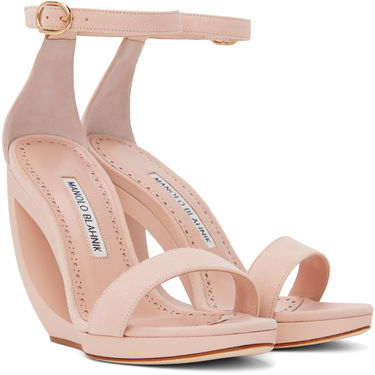 Starostlivosť o obuv Manolo Blahnik Manolo Blahnik Rocar Wedge Sandals Ružová | 422-1450, 3
