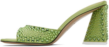 Doplnky The Attico Attico Mini Devon Crystal-Embellished Satin Mules Zelené | 241WS772 V015T, 2