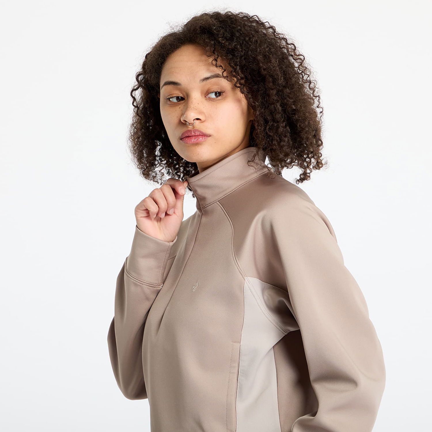 Mikina Converse Converse Cropped Fleece Turtleneck Sweatshirt Béžová | 10028019-A01, 1