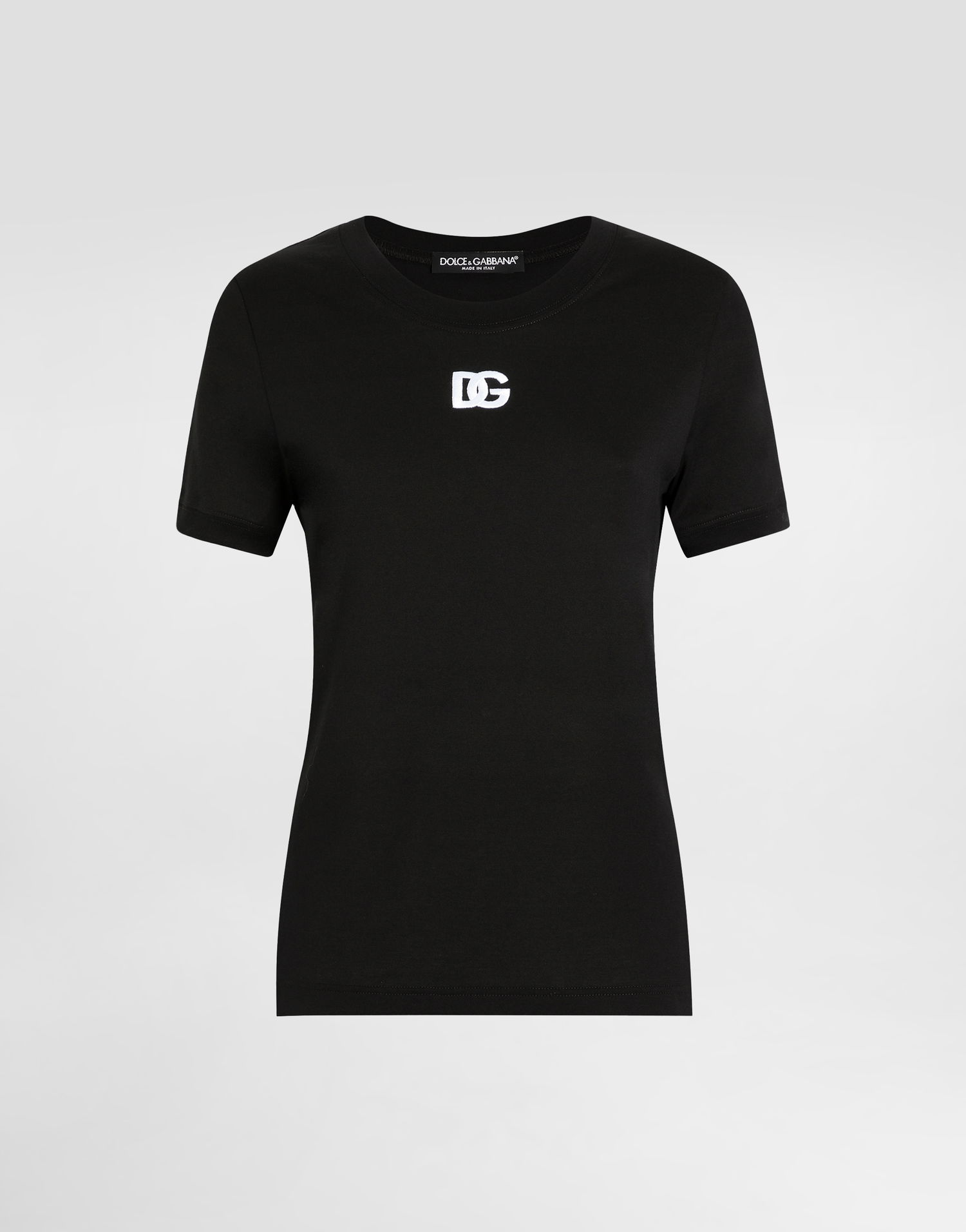 Tričko Dolce & Gabbana Dolce & Gabbana Jersey T-Shirt with DG Logo Čierna | F8N08ZGDCYEN0000, 0