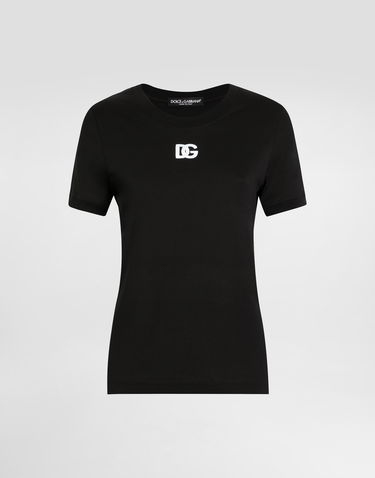 Tričko Dolce & Gabbana Dolce & Gabbana Jersey T-Shirt with DG Logo Čierna | F8N08ZGDCYEN0000, 0