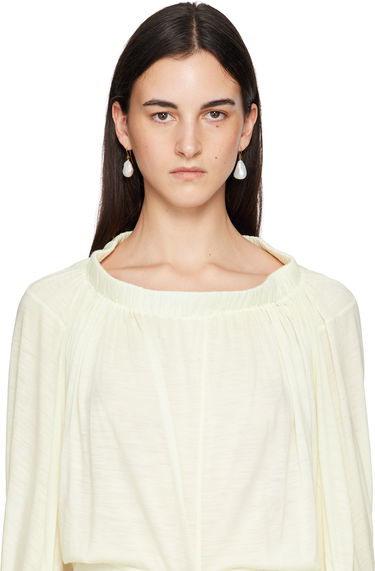 Náušnice Jil Sander Pearl Grainy Earrings "Gold & White" Biela | J11VG0027_J12016, 3