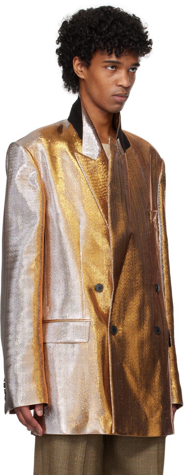 Bunda Dries Van Noten Dries Van Noten Metallic Double-Breasted Blazer Metalická | 251-020409-1091, 1