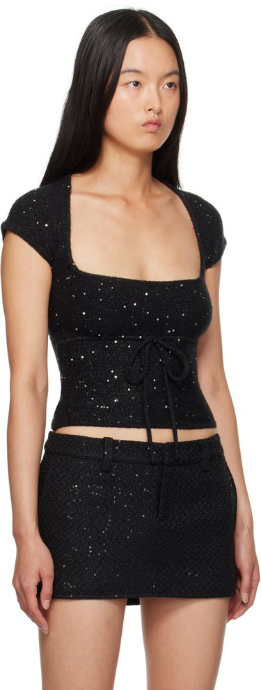 Crop Top GUIZIO Guizio Miki Sequin Knit Top Čierna | F24112S048, 1