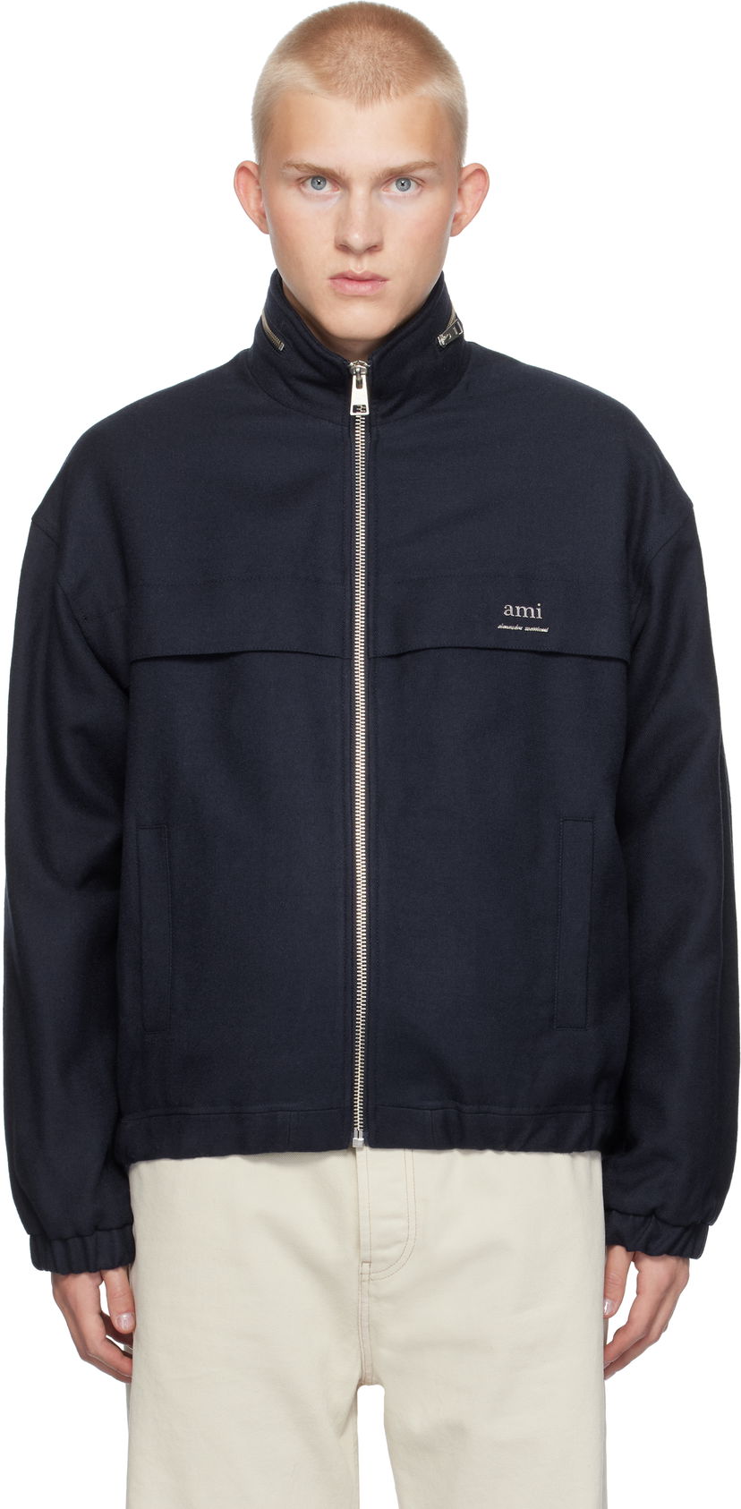 Vetrovka AMI Paris AMI Windbreaker Jacket Navy | HJK058.WV0018