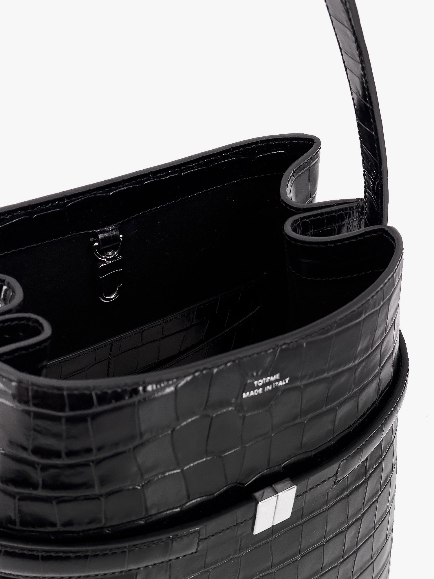 Belted Croc-Effect Leather Shoulder Bag