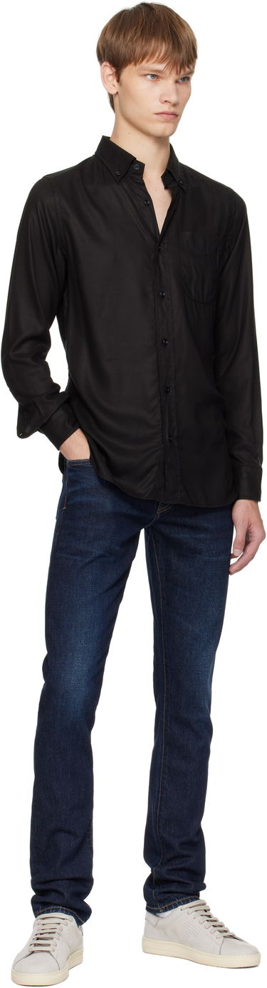 Košeľa Tom Ford TOM FORD Gabardine Slim Fit Shirt Čierna | HSO001-FMT058, 3