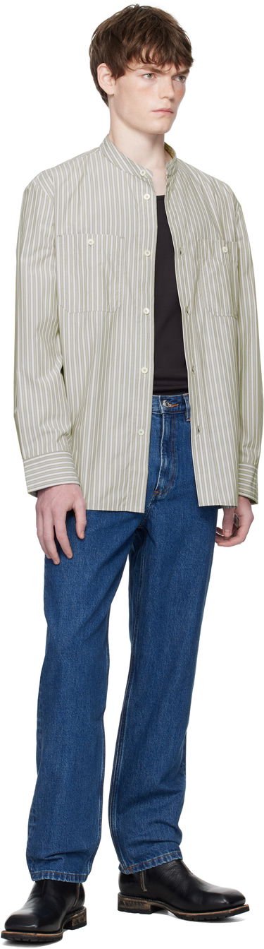 Košeľa A.P.C. A.P.C. Theon Striped Band Collar Shirt Zelené | COHJJ-H12631, 3