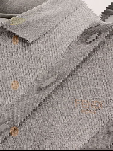 Polo tričko FENDI Fendi Women's Ribbed Polo Shirt Šedá | FS9713ASMJF1RX3, 2