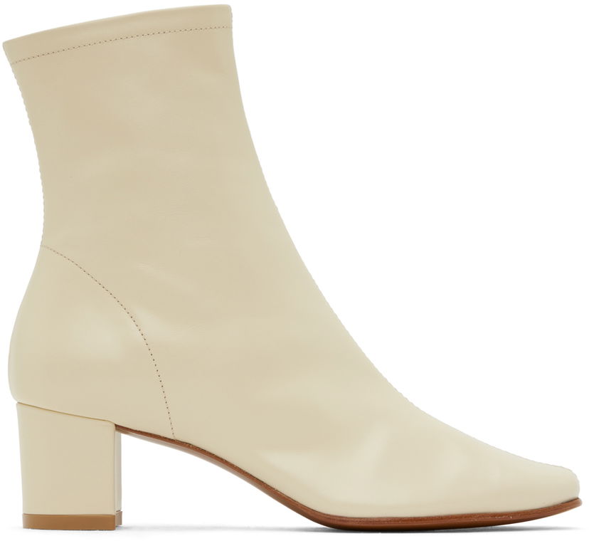 Tenisky a topánky BY FAR BY FAR Sofia Leather Block Heel Ankle Boots Béžová | 16603-05-SWHTL